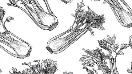 Celery stalks in a repeating pattern