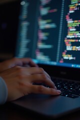 Programmer coding late night.