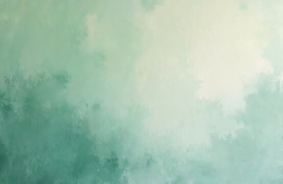 Abstract painting with textured brush strokes in green, pastel hues. Oil acrylic on canvas creates modern, artistic background. Soft blended colors offer gentle, organic feel, suitable for design