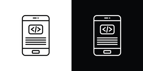 Mobile apps development icon outline. EPS 10 editable vector