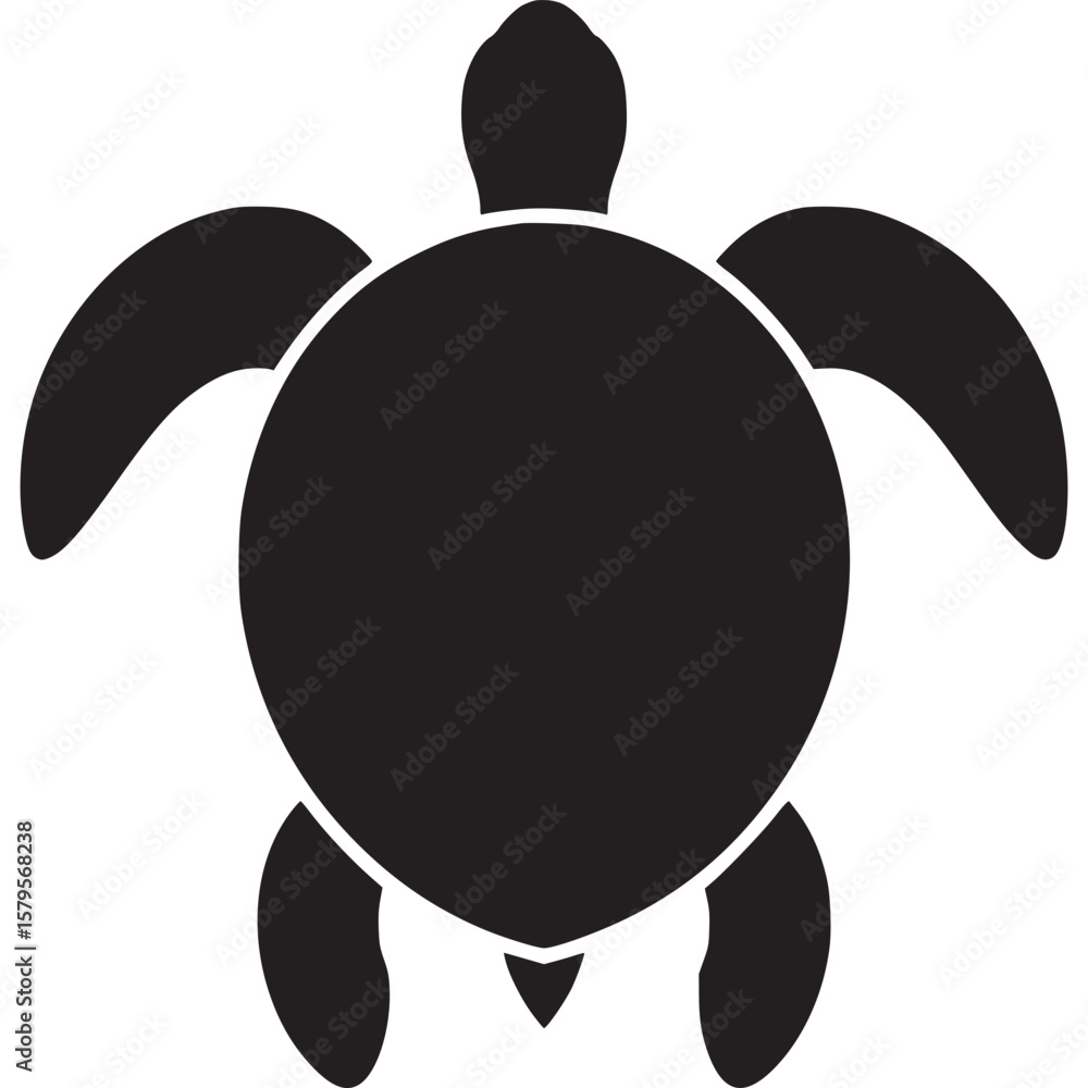 Aufkleber a silhouette of a sea turtle with a rounded body and flippers on a white background in a simple desi