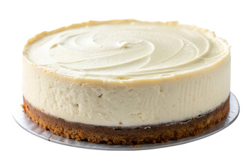 Creamy Cheesecake with Golden Graham Cracker Crust on Clear Glass Plate

