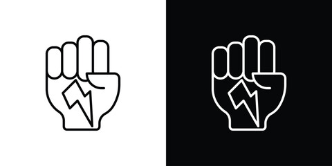 Hand with Power icon outline. EPS 10 editable vector