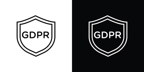 Fototapeta premium GDPR shield icon outline. EPS 10 editable vector