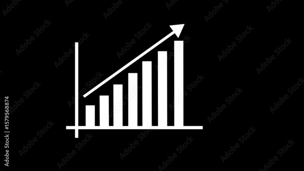 Aufkleber business graph chart with upward trend animation. abstract business growth graph animation. arrow li
