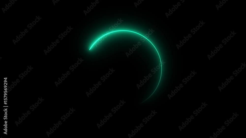 Poster glowing neon frame circle loading icon animation background video. abstract neon circle animation on