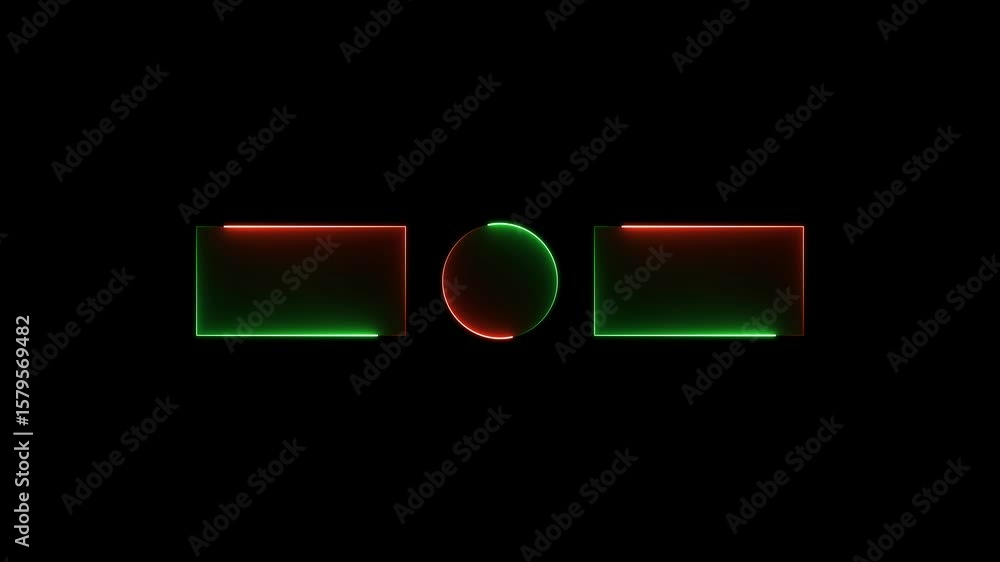 Aufkleber end screen neon frame red and green seamless loop end screen neon frame isolated on black background