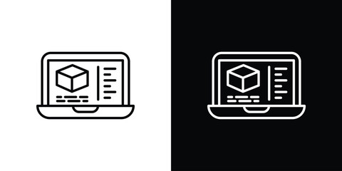 Computer simulation icon outline. EPS 10 editable vector