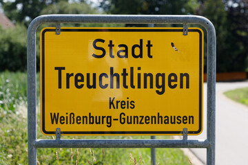 Treuchtlingen City German Limit Sign, Weißenburg-Gunzenhausen District, Germany