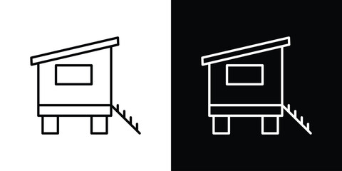Chicken coop icon outline. EPS 10 editable vector