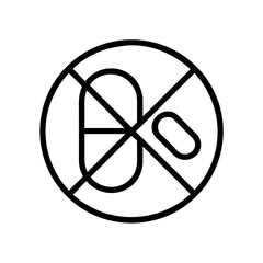 Red crossed-out pill icon as a basic "No drugs" sign for drug prevention concept