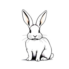 Fototapeta premium a mostly black rabbit with white inner ears sitting upright against a black background artful image on transparent background