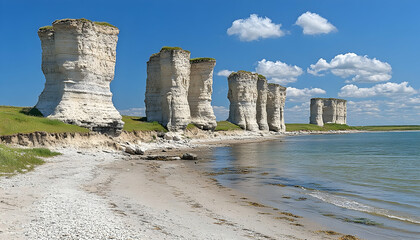 Monument Rocks chalk formations along the Smoky Hill River in Ka