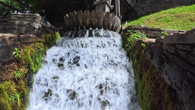 Ancient laundry on a river for washing carpets bara slow motion video