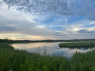 sunset over the river