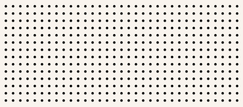 Minimalist vector pegboard background. Clean, seamless grid of perforated dots on a white or light backdrop. Ideal for organizational themes, retail displays, DIY projects, and modern background.