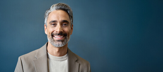 Happy middle aged 50 years old professional business man, smiling older executive ceo manager,...