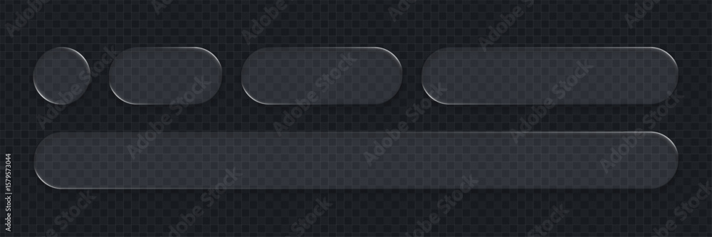 Poster liquid glass vector design elements with rounded corners and glossy surface for modern interfaces an
