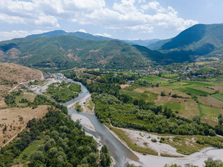 Albania river, Black Drin summer landscape