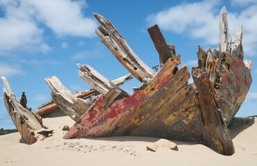 Wrecked boat at Crow Point