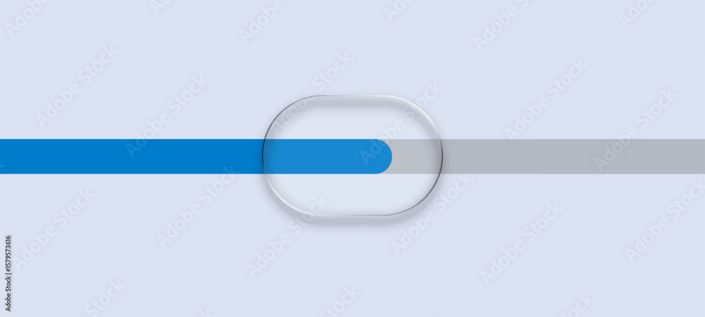 Poster blue progress bar in a liquid glass element. modern ui ux design concept for loading and download vi