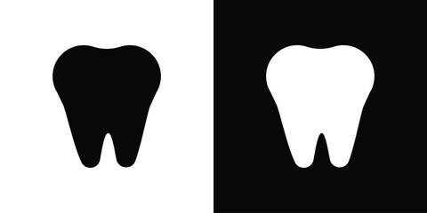 Tooth icon symbol in black and white color. Silhouette Styles.