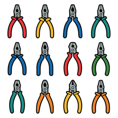Obraz premium Set of Colorful Pliers Icons