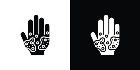 Fototapeta premium Rash hand icon symbol in black and white color. Silhouette Styles.