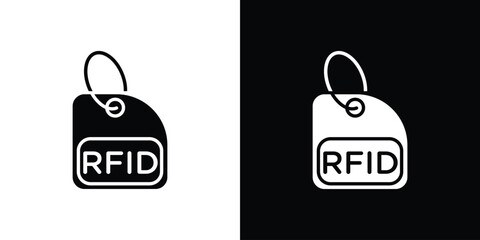 RFID key tag icon symbol in black and white color. Silhouette Styles.