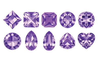 Fototapeta premium Set of Various Purple Amethyst Gemstone Cuts