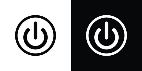 Power icon symbol in black and white color. Silhouette Styles.
