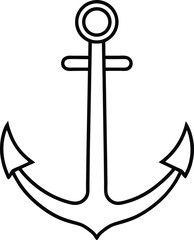 anchor icon line art vector illustration on transparent background
