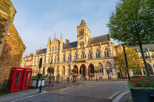 The Guildhall building in Northampton City and it's gothic revival architecture. England