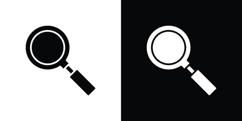 Magnifying glass icon symbol in black and white color. Silhouette Styles.