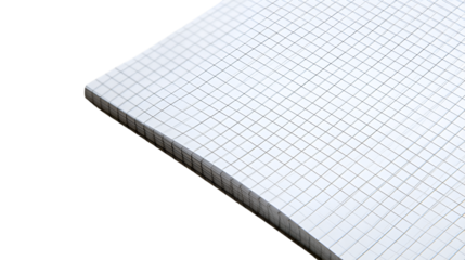A stack of white graph paper sheets with a grid pattern on a dark background in a close up shot