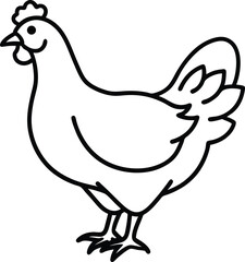 chicken icon line art vector illustration on transparent background