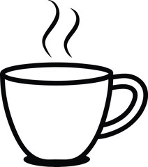 coffee cup icon line art vector illustration on transparent background