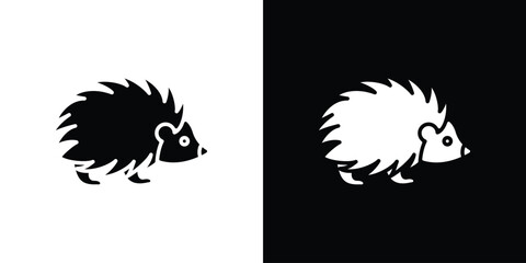 Hedgehog icon symbol in black and white color. Silhouette Styles.