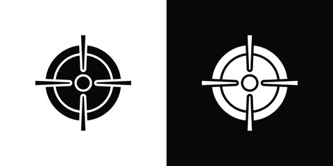 Gun target icon symbol in black and white color. Silhouette Styles.