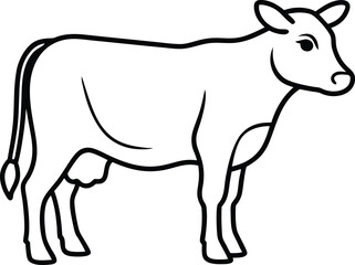 cow icon line art vector illustration on transparent background