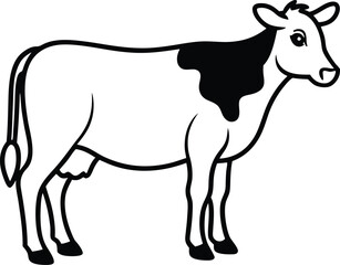 cow icon line art vector illustration on transparent background