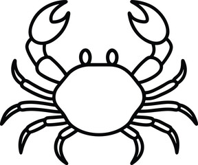 crab icon line art vector illustration on transparent background
