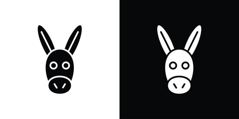 Donkey icon symbol in black and white color. Silhouette Styles.