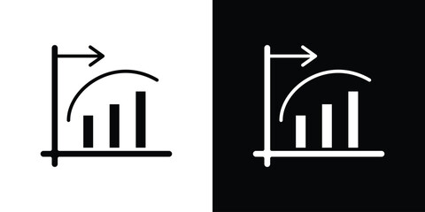 Diminishing returns icon symbol in black and white color. Silhouette Styles.