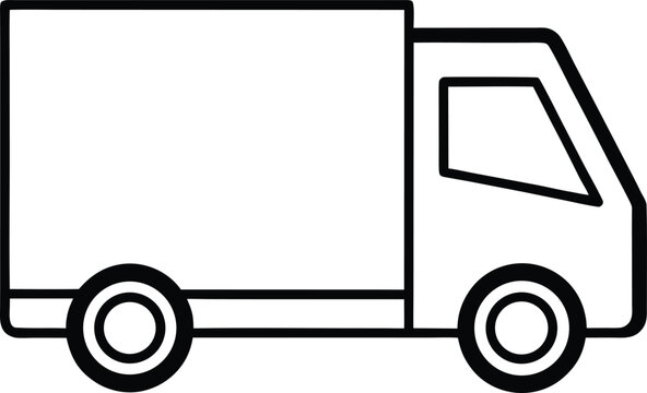 delivery truck icon line art vector illustration on transparent background