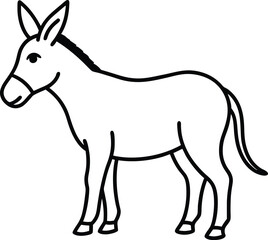 donkey icon line art vector illustration on transparent background