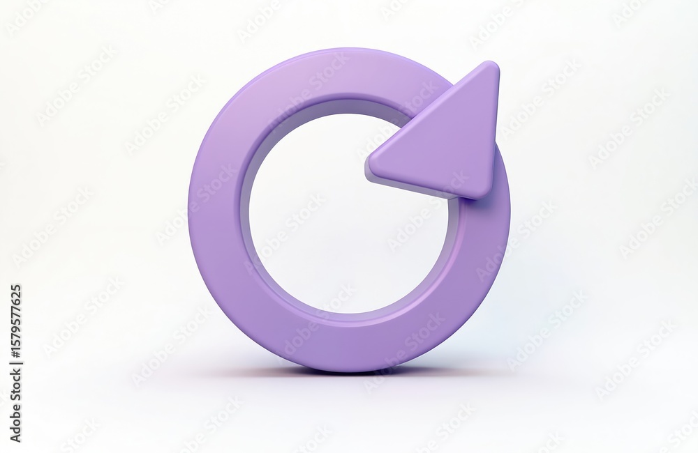 Fototapete Purple circular arrow symbol isolated on clean white background. Graphic represents concepts like refresh, repeat, cycle, reload. Versatile design element for user interface, indicating process flow,
