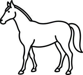 horse icon line art vector illustration on transparent background	