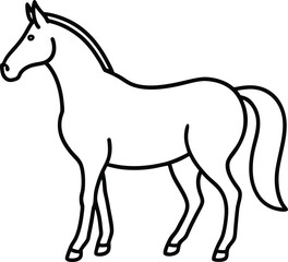 Obraz premium horse icon line art vector illustration on transparent background 