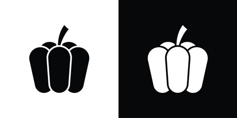 Capsicum icon symbol in black and white color. Silhouette Styles.